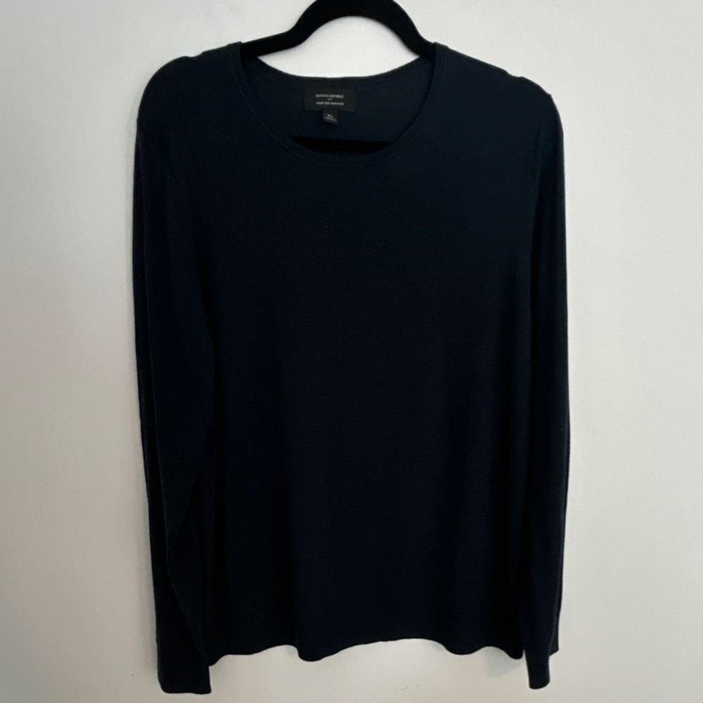 Banana Republic Mens Navy Blue Knit Sweater Long Sleeve Size XL Crewneck‎